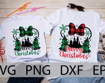Christmas Castle SVG, Minnie head, Christmas trip, Minnie Castle SVG, Christmas magic Castle, Merry Christmas, Plaid, svg, png, layer,