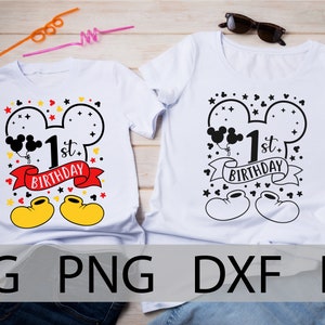 Mickey 1st Birthday, Mickey Family Birthday shirt, Disneyland birthday trip SVG, Mickey Birthday Squad, Matching Birthday shirt, cut file