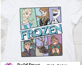 Retro Frozen 300 DPI png, Anna PNG, FROZEN Elsa Anna Olaf png, Family Vacation Png, Family Trip, Magical Kingdom Png, Family Matching Shirt