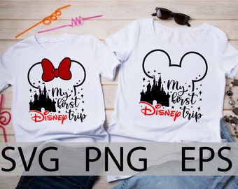 first disneyland trip SVG, My first trip, Mickey first trip, Minnie first trip, mouse castle, mouse ears, family trip, cut files, iron on