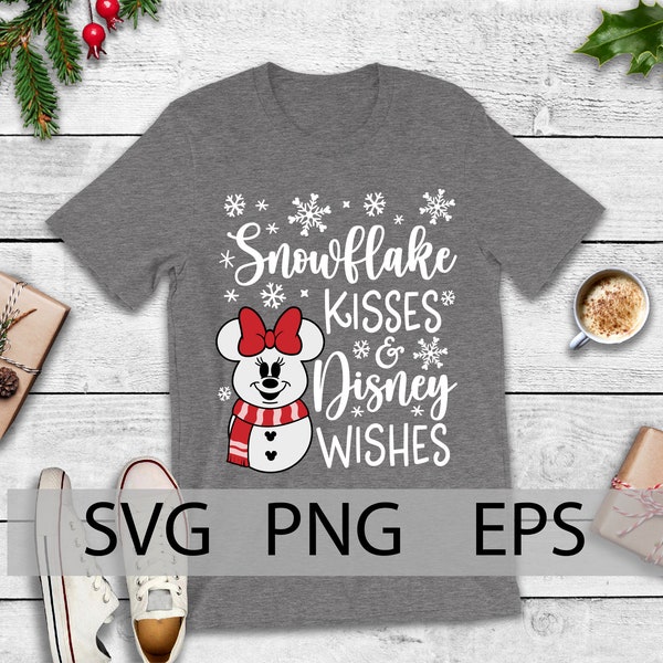 Minnie Snowman, Minnie Christmas, SVG, PNG, Mickey Snowflake, Snowflake Kisses Christmas Wishes, Merry Christmas, holiday, svg, png, layer