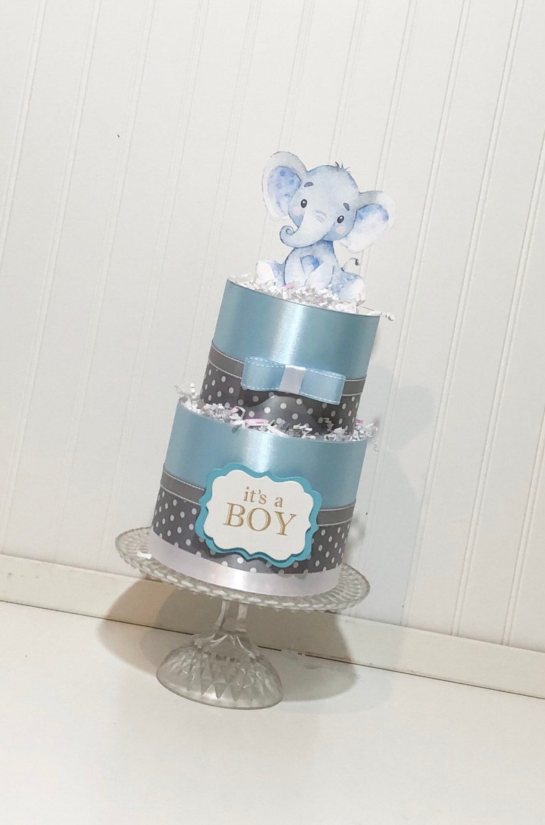 Baby Boy Elephant Diaper Cake Little Peanut Diaper Cake Blue Etsy