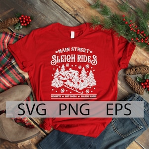 Main Street Christmas, Mickey Christmas Sign, Main Street Sleigh Ride SVG, Main Street Mickey Minnie Sleigh Ride SVG, print file png, layers
