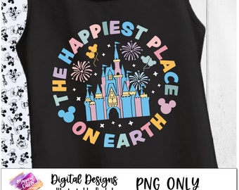 Happiest Place On Earth PNG, 300 DPI, Magic Castle Png, Family Vacation Png, Magic Castle, Magic Kingdom Png, Family Shirt, Digital Download