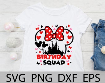 Disneyland Birthday Trip SVG, Minnie Birthday Squad, family birthday trip, mickey ears, Minnie ears, family trip, cut files, iron on