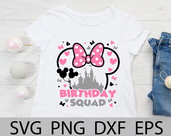 Disneyland Birthday Trip SVG, Minnie Birthday Squad, family birthday trip, mickey ears, Minnie ears, family trip, cut files, iron on