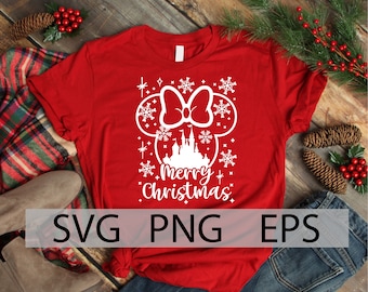 Zamek Bożonarodzeniowy SVG, głowa Minnie, wycieczka świąteczna, Zamek Minnie SVG, Magiczny Zamek Bożonarodzeniowy, Wesołych Świąt, święta, svg, png, warstwa, eps