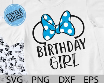 Minnie Birthday Girl svg, Minnie Family Birthday shirt, Disneyland birthday trip, Minnie Birthday Squad, minnie bow, blue, dxf, svg, png