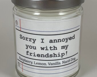 Sorry I Annoyed You With My Friendship | The Office | Andy Bernard | Michael Scott | Serenity by Jan Inspired Candle