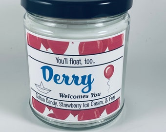 Derry Welcomes You | Pennywise | You'll Float Too | Derry Maine | IT Inspired Candle