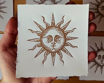 Sol. Linograbado estampado a mano. Edición limitada de 50 ejemplares. Hand printed linocut. Limited edition of 50 prints