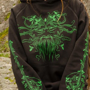 Sudadera "Sir Gawain y el Caballero Verde" serigrafiada a mano. Hand Screen Printed Organic Cotton Hoodie.
