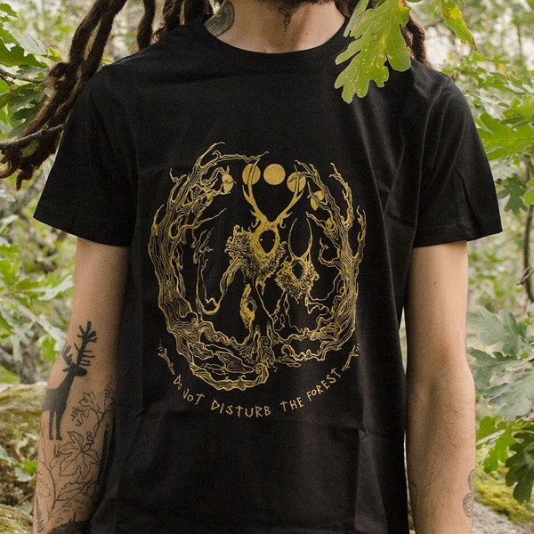Espíritus del Bosque, camiseta 100% algodón serigrafiada a mano. Forest Ghosts screen printed cotton t-shirt.