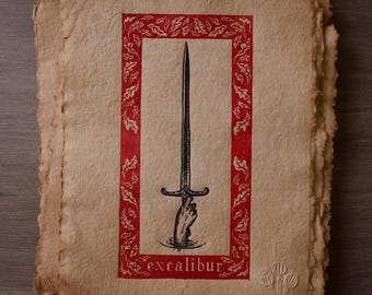 Excalibur. Linograbado. Edición limitada de 50 ejemplares. Handmade linocut. Limited edition of 50 prints