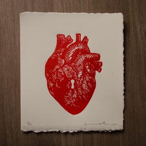 Corazón. Linograbado estampado a mano. Edición limitada de 50 ejemplares. Hand printed linocut. Limited edition of 50 prints Bild 4