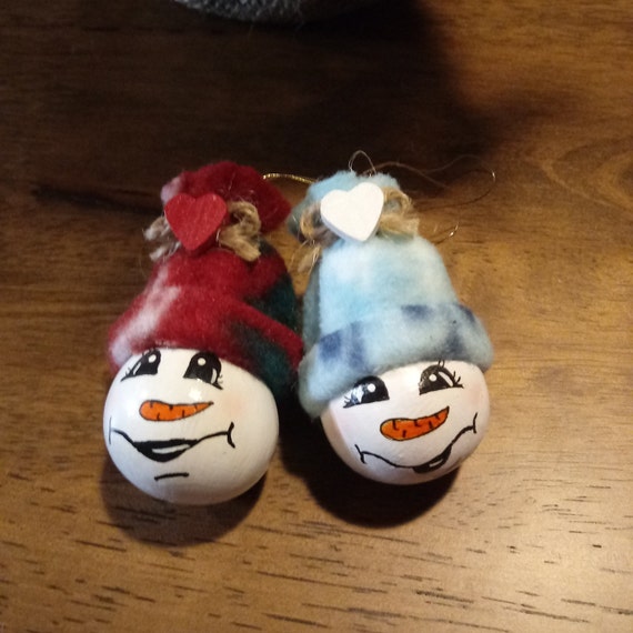 Mini Gourd Snowman Ornament | Etsy