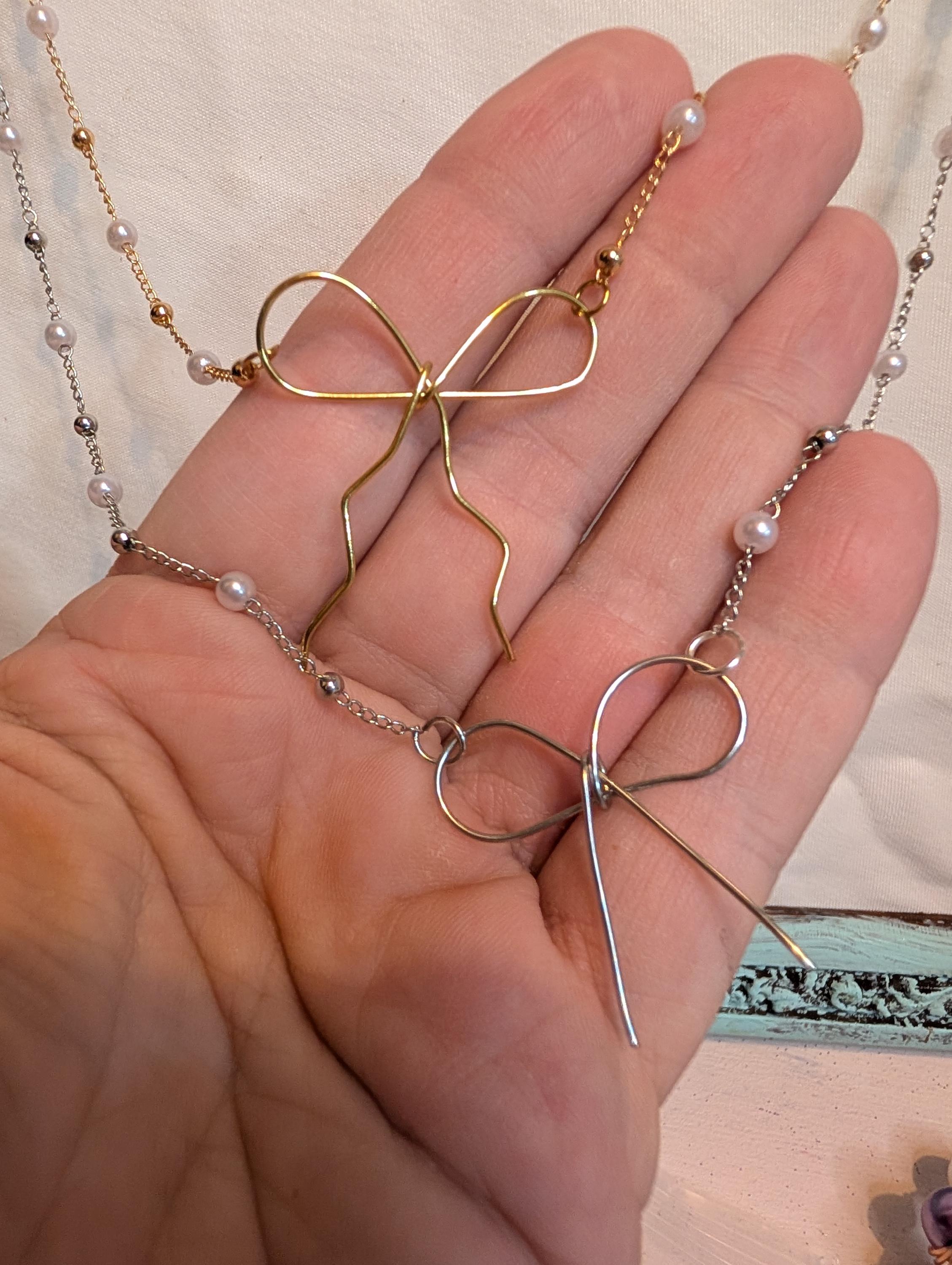 Handmade Bow Necklace - 16 inches