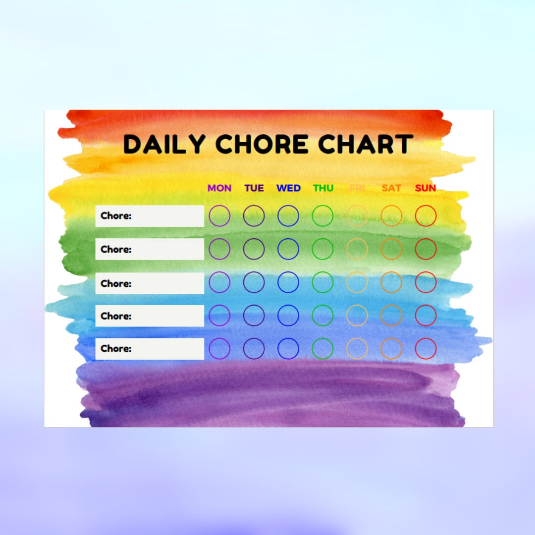 Digital chores chart kids checklist chore chart for kids etsy de