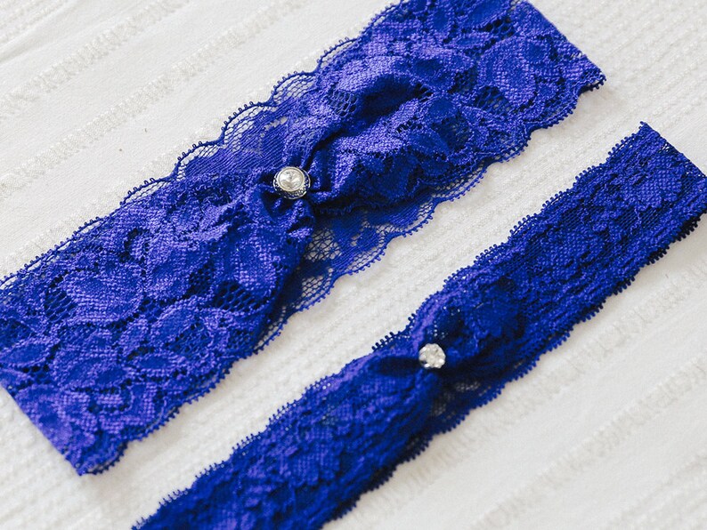 something blue bridal garter set Christy garter set navy blue lace garter set Wedding garter set