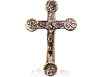 Solid Bronze CROWN OF THORNS Tools Rosary Crucifix Rosary Parts Catholic Pendant Jewelry Religious Charm Antique Vintage Reproduction