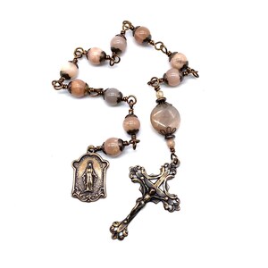 Sonnenstein Edelstein Wire Wrapped Katholisches Erbstück Tenner Rosenkranz