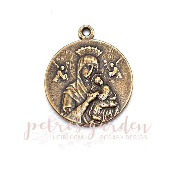 Solid Bronze OUR LADY Of GOOD Hope Catholic Medal Pendant Jewelry Religious Charms Antique Vintage Reproduction