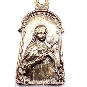 Solid Bronze St THERESE LISIEUX Catholic Medal Pendant Jewelry Religious Charms Antique Vintage Reproduction