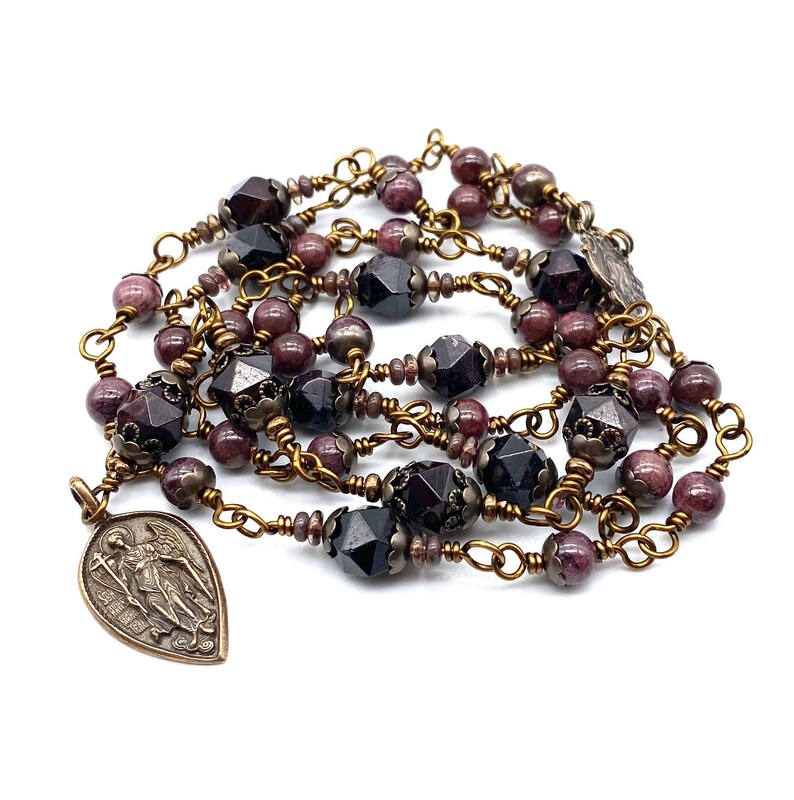 Garnet Gemstone Wire Wrapped Catholic Heirloom Chaplet shops of Saint Michael Medium
