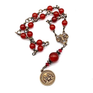 Carnelian Gemstone Wire Wrapped Catholic Heirloom St. Andrew CHRISTMAS NOVENA Chaplet