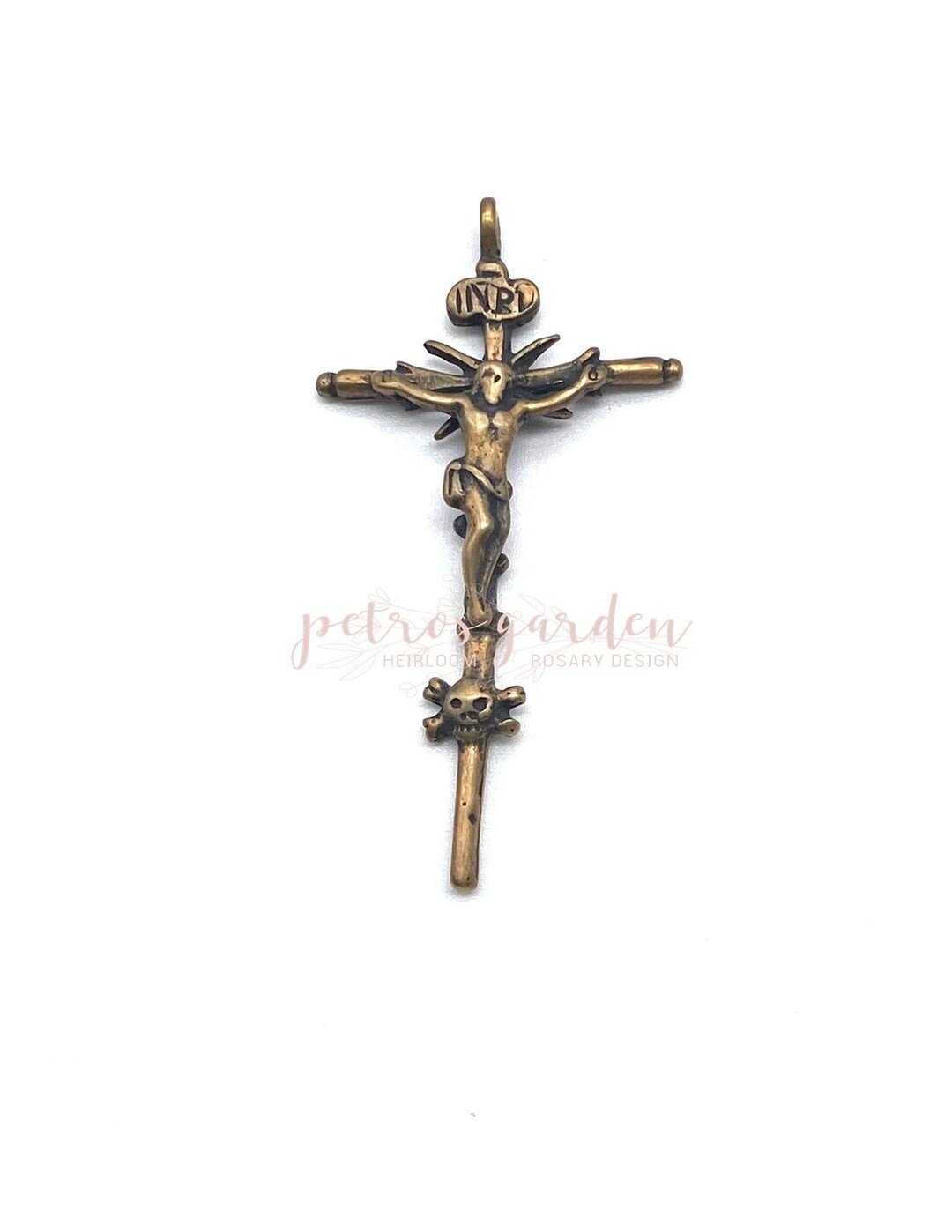 Solid Bronze SKULL AND CROSSBONES Crucifix Rosary Crucifix Etsy