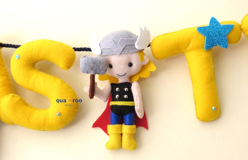 Thor Batman Superhero Felt name banner Spiderman Captain America room decor for boys and girls Marvel DC Comics Ironman