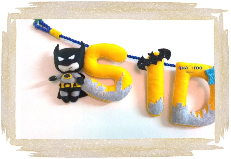 Thor Batman Superhero Felt name banner Spiderman Captain America room decor for boys and girls Marvel DC Comics Ironman