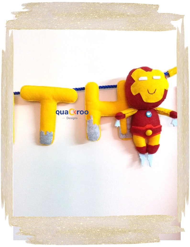 Thor Batman Superhero Felt name banner Spiderman Captain America room decor for boys and girls Marvel DC Comics Ironman