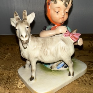 Vintage Girl With Goat Figurine