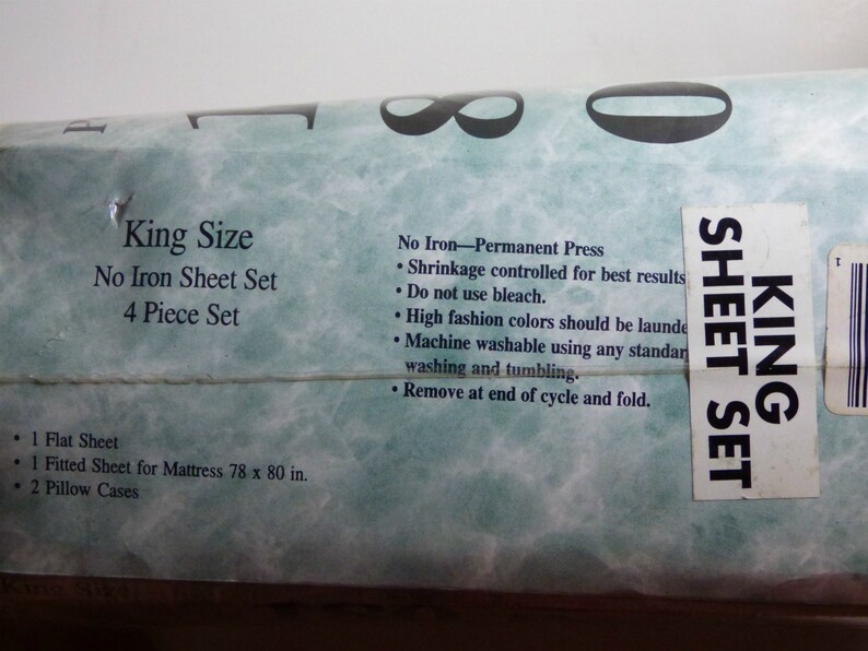 Vintage King Bed Set Pillowcase Flat Sheet Fitted Sheet Brown Beige Red Percale Elegance King Sheets Set No Iron NOS New