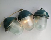 3x Rustic factory pendant lamp rusty industrial soviet era bunker vintage antique ceiling decor loft lightening old garage lampe lantern