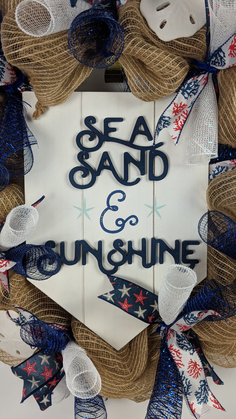 Star Fish Beach Wreath for Front Door Summer Wreath Blue and White Nautical Wreath Spring Wreath Home Decor