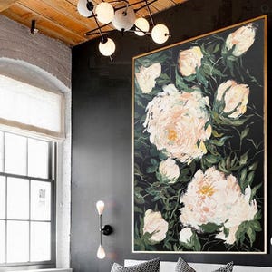 Textured White Rose Painting: Abstract Floral Art on Canvas
