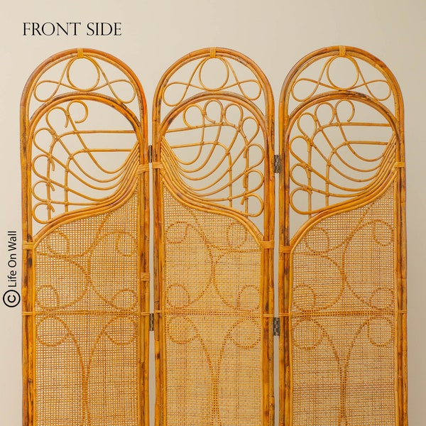 Room divider, room partition, Rattan cane screen, 3 panel Rattan cane partition, 3 fold rattan room divider, Boho decor