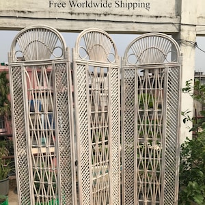 Handcrafted White Room Divider | Hand-Painted Rattan Partition | Modern Home Decor | Bed Headboard for Contemporary Interiors |Ready to Ship