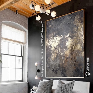 Original Textured Abstract Painting | Hand-Painted Gray Black Gold Foil Artwork | Palette Knife Canvas Art | Abstract Wall Art| LifeOnWall