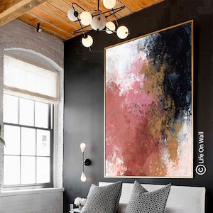 Original Abstract Art Brown Peach Ochre Black White | Hand Painted Textured Canvas Painting | Extra Large Modern Abstract Wall Art