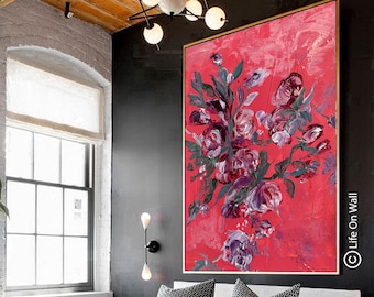 Hand-Painted Floral Canvas Impasto Art | Textured Abstract Rose Painting