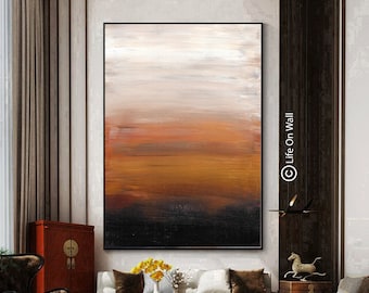 Hand-Painted Abstract Canvas Art: Brown, Gold & Black Textured Wall Decor