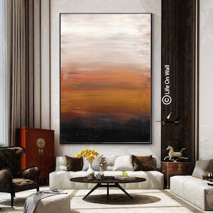 Brown Gold White Black Abstract Canvas Painting | Hand-Painted Large Canvas Art | Modern Textured Wall Decor | Contemporary Artwork for Home