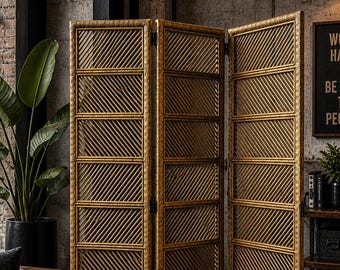 Luxury Cane Divider | Handwoven Rattan Partition | Japandi Interior Screen | Designer Bed Headboard