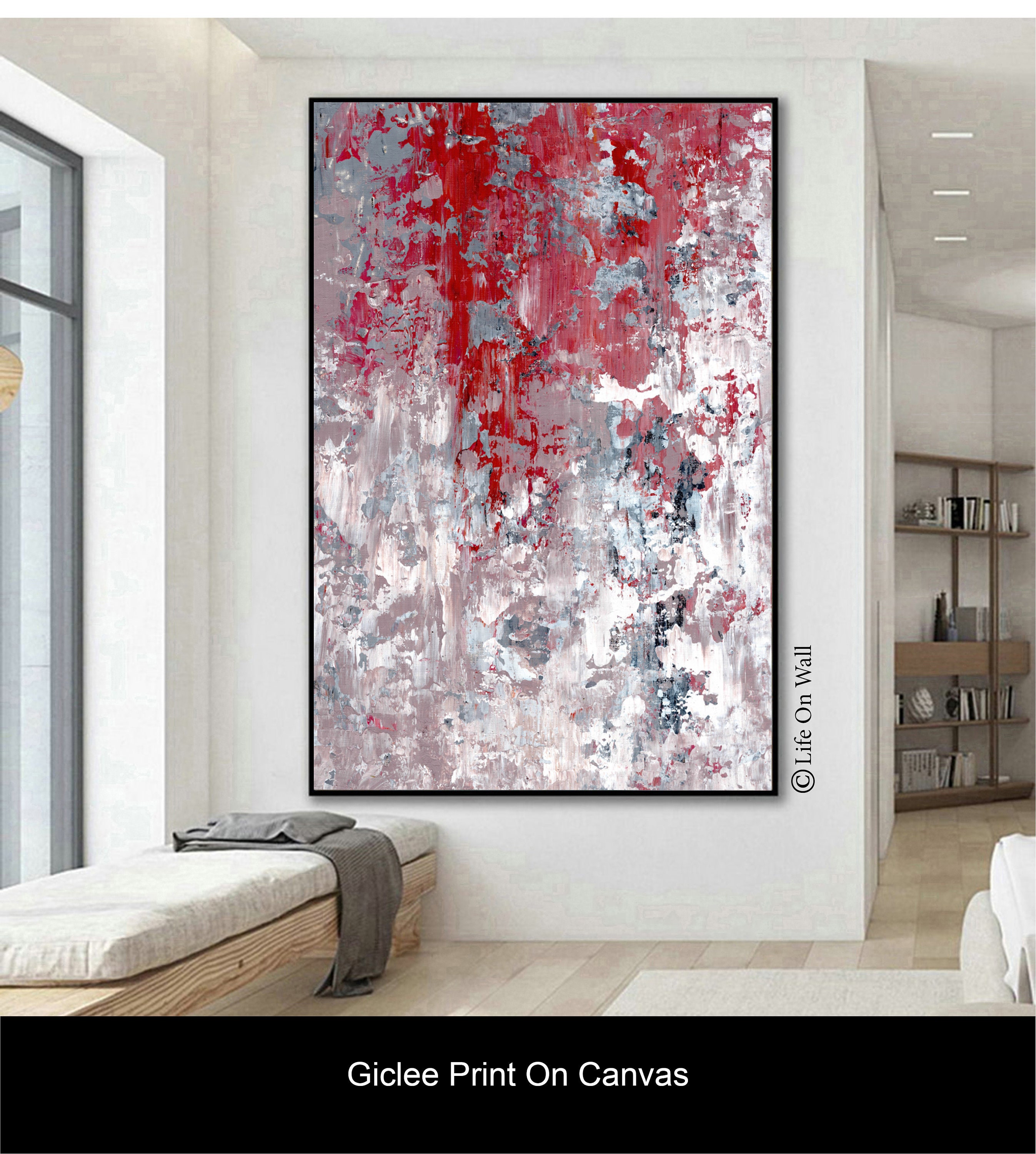 Abstract Painting Print maroon gray white abstract art print Etsy