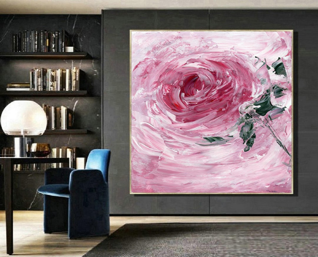 Pink Roses 3D Impasto Painting | Textured Abstract Floral Art on Canvas ...