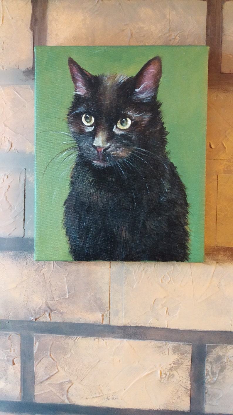 Hand painted cat portrait custom, cat portrait painting, Cat portrait, pet portrait from photo, cat portrait from photo, ready to hang art image 9