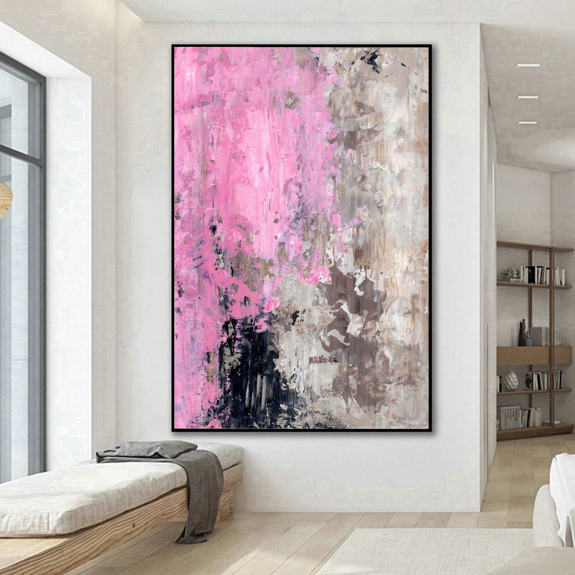 Abstract Artwork Pink Brown Beige | Extra Large Abstract Art
